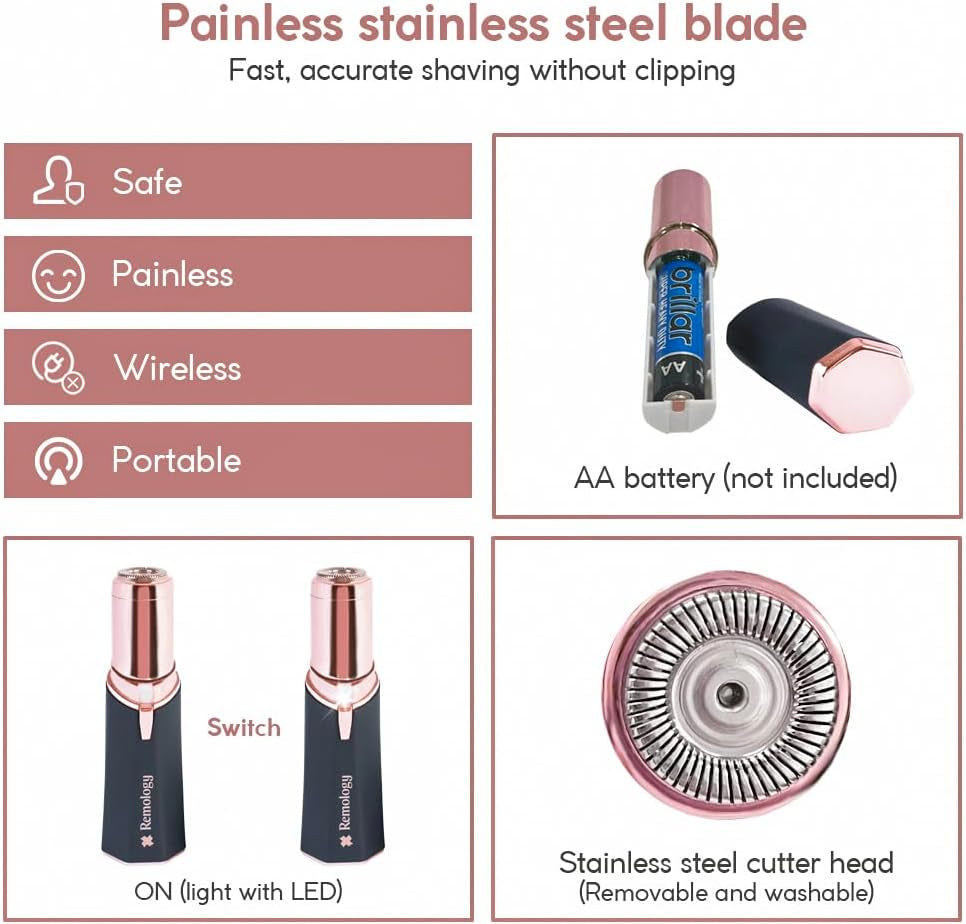 Women's Facial Hair Removal Device - Epilator and Razor for Face, Lip, and Chin Care
