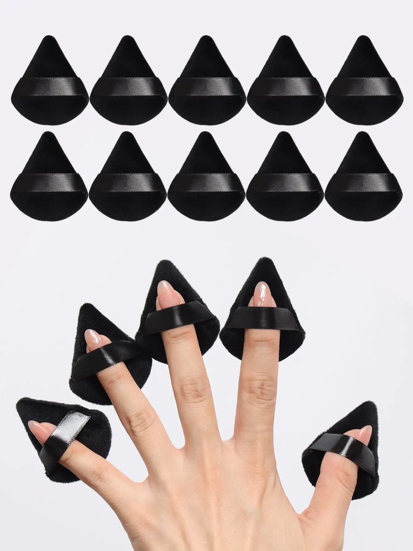 10-Piece Triangle Velvet Powder Puff Set, Soft Makeup Blending Sponges for Face Contouring and Precision Application