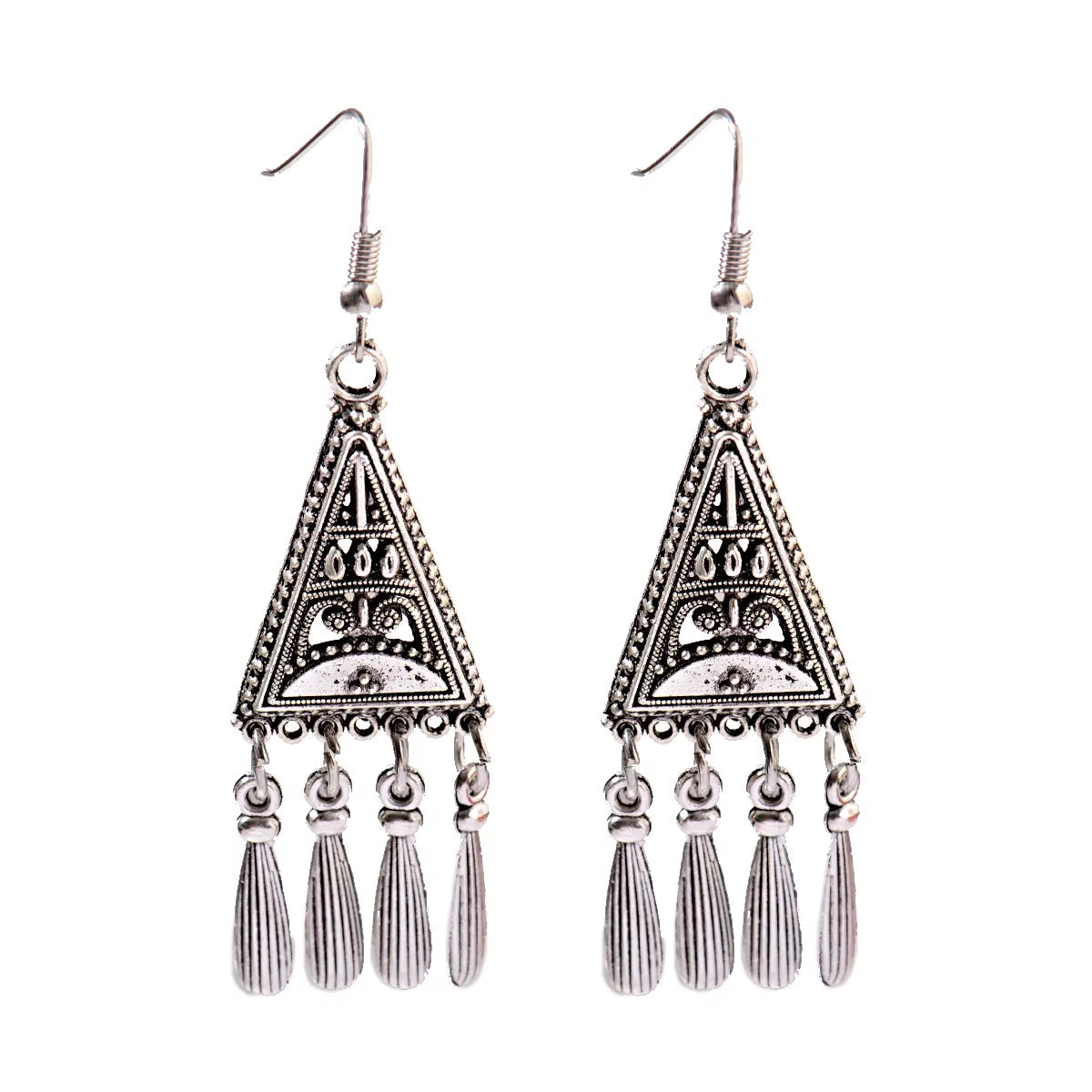 2019 Vintage Ethnic Round Alloy Tassel Hollow Drop Earrings for Women