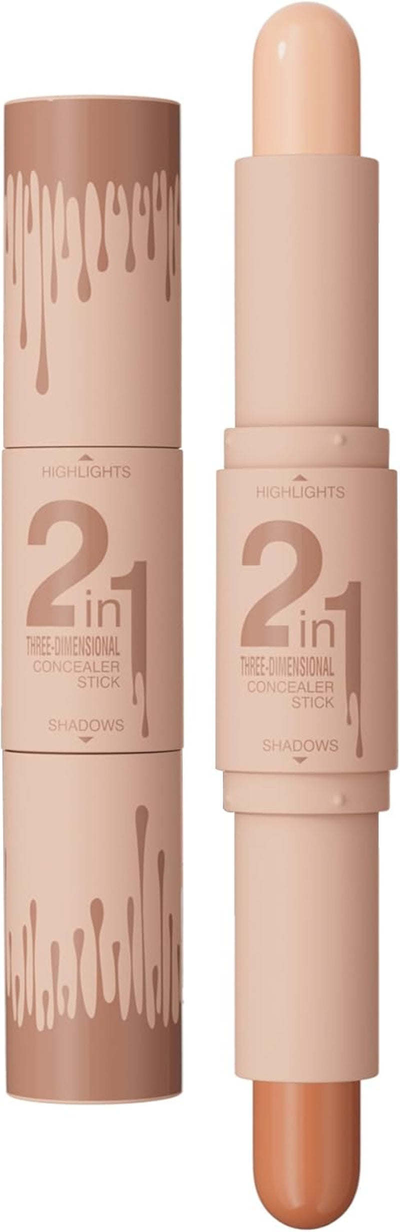 Double-Ended Highlighter Stick for Advanced Facial Contouring - 2-in-1 Pen (#02 Light Ivory & Light Coffee, 4ml)
