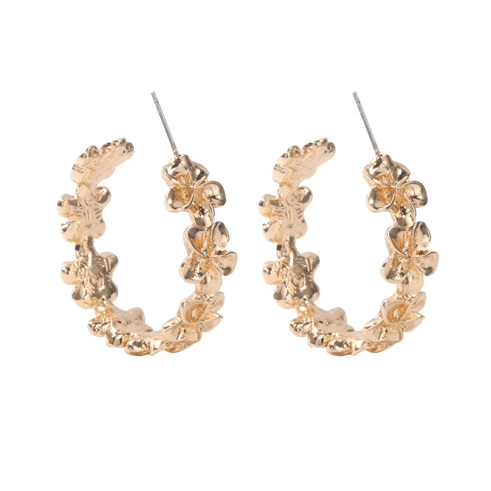 Hawaiian-Inspired Plumeria Rubra Flower Hoop Earrings by  - Elegant Australian Designer Fashion for Women
