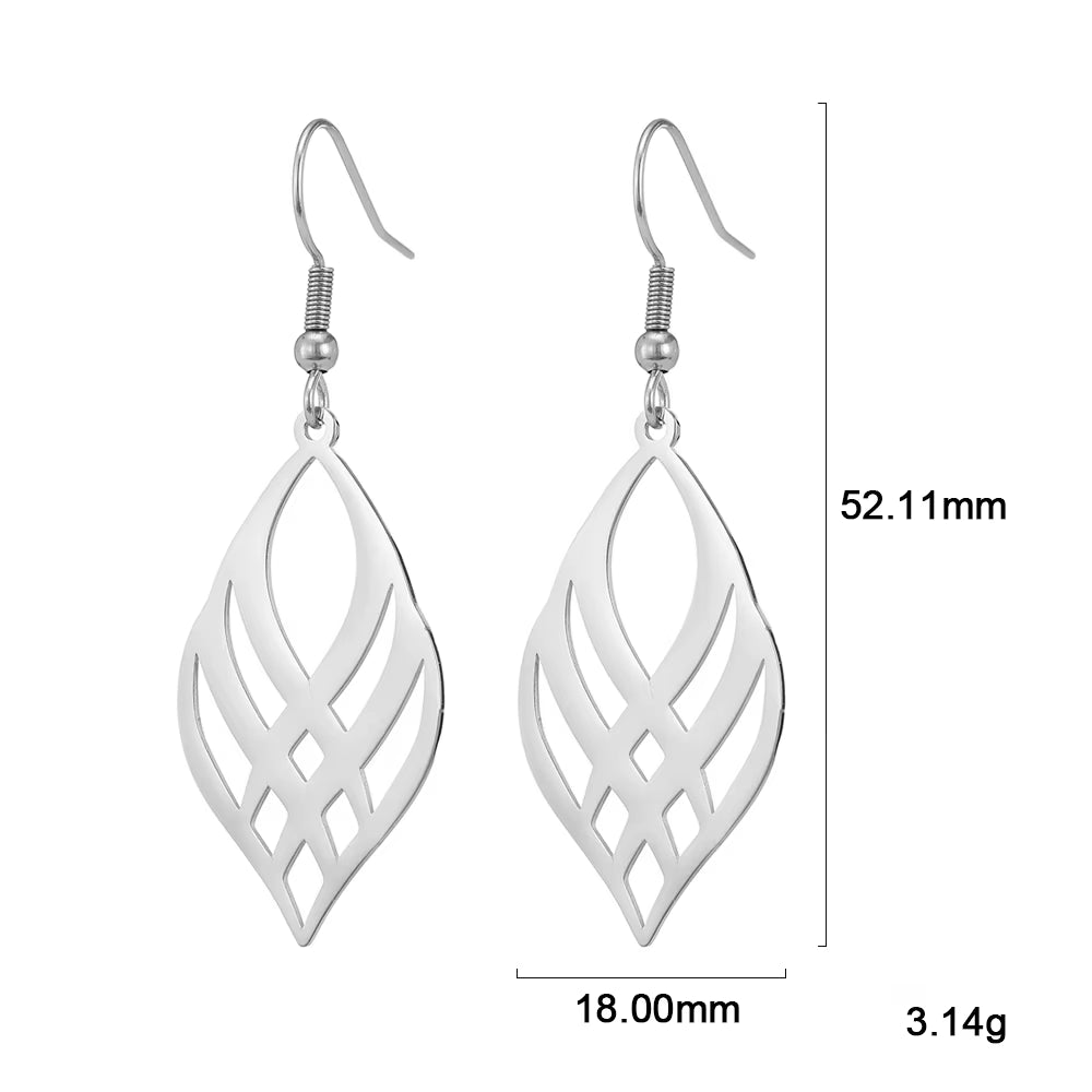 Stainless Steel Symmetrical Geometry Drop Earrings for Women - Fashionable Golden and Black Statement Jewelry Wholesale