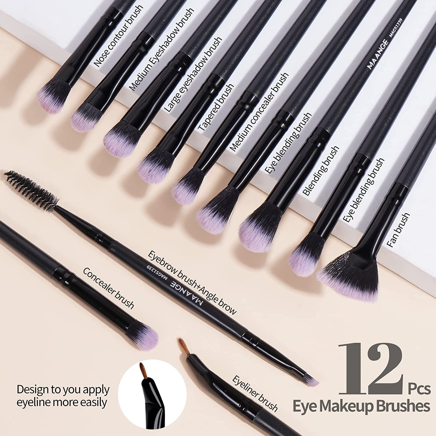18-Piece Professional Makeup Brush Set - Premium Synthetic Brushes for Eyeshadow, Blush, and Foundation, Includes Travel Kabuki Brushes