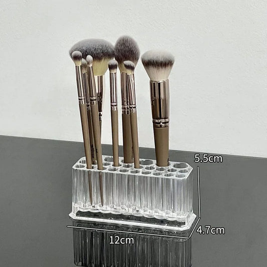 360° Rotating Makeup Brush Holder with Compartments for Eyeliner, Lipstick, Eyebrow, and Pencil Brushes - Desktop Makeup Storage Solution