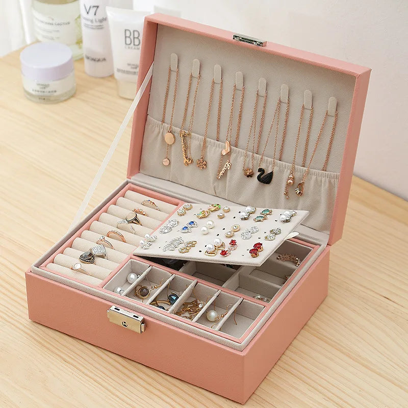 2022 Double-Layer Velvet Jewelry Box - European Style Jewelry Storage with Ample Space - Elegant Gift Box