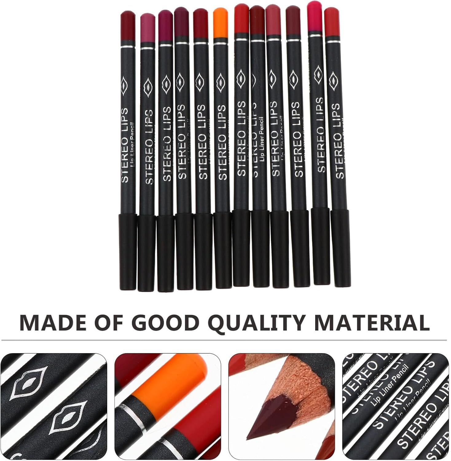 12-Piece Waterproof Lip Liner Pencil Set - Smooth Matte Lip Lining Cosmetic Supplies in Brown and Nude Shades