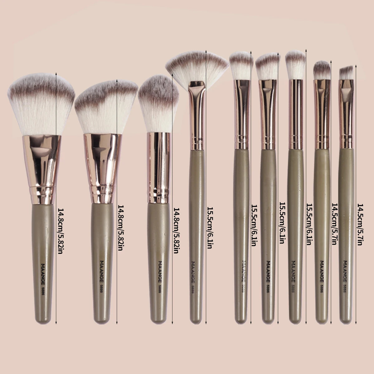 9-Piece Premium Makeup Brush Set for Foundation, Concealer, Eyeshadow, and Blush - Essential Tools for Blending Liquid and Cream Products