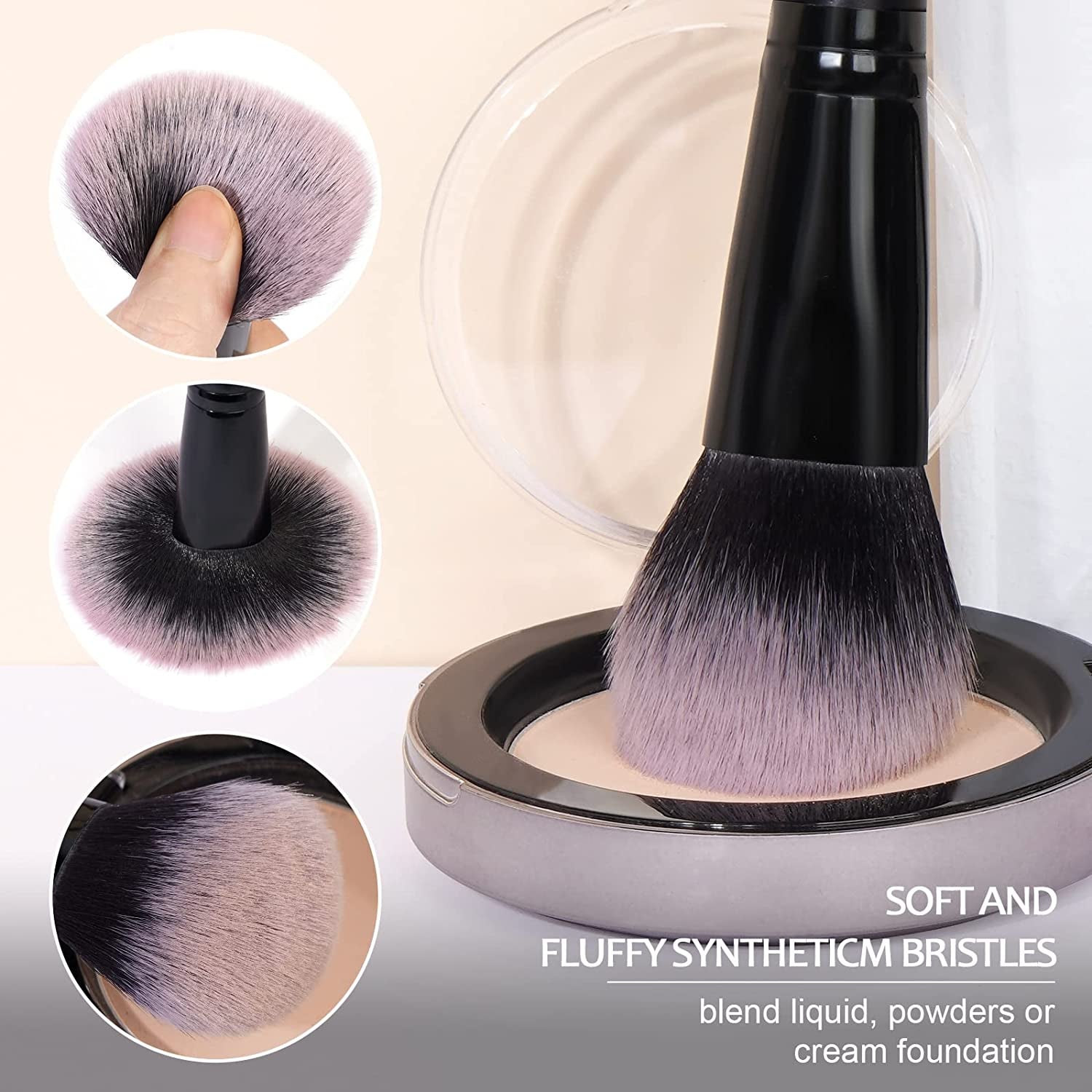 18-Piece Professional Makeup Brush Set - Premium Synthetic Brushes for Eyeshadow, Blush, and Foundation, Includes Travel Kabuki Brushes