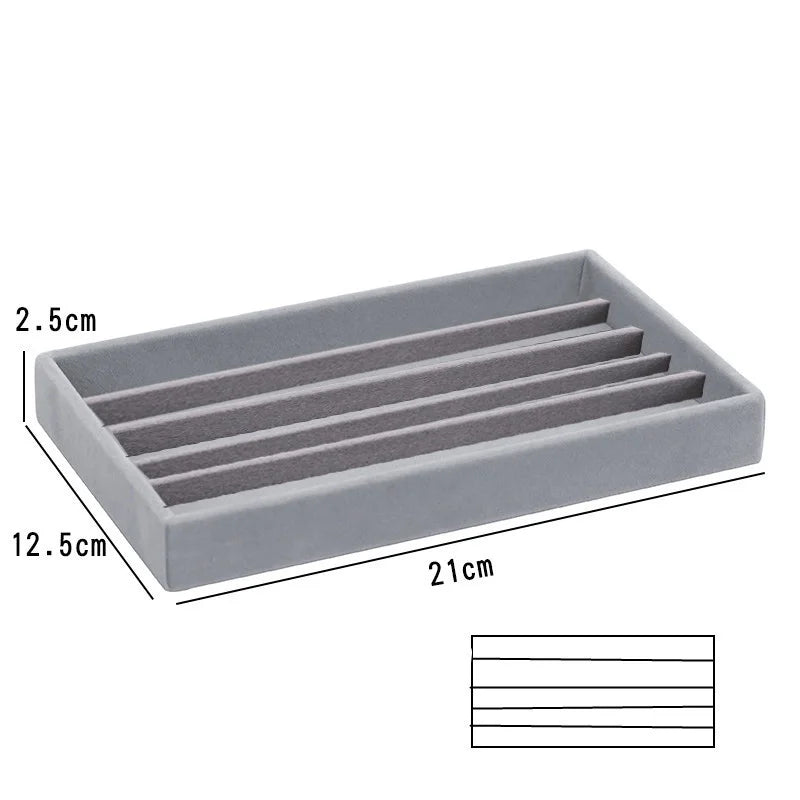 Grey Flannel Jewelry Organizer Box for Earrings, Necklaces, Rings, and Ear Clips - Elegant Storage Solution for Home Drawers