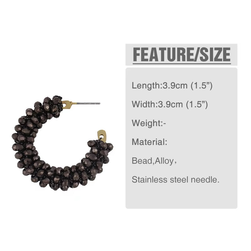 Handcrafted Stainless Steel Hoop Earrings for Women with Bohemian Beaded Design